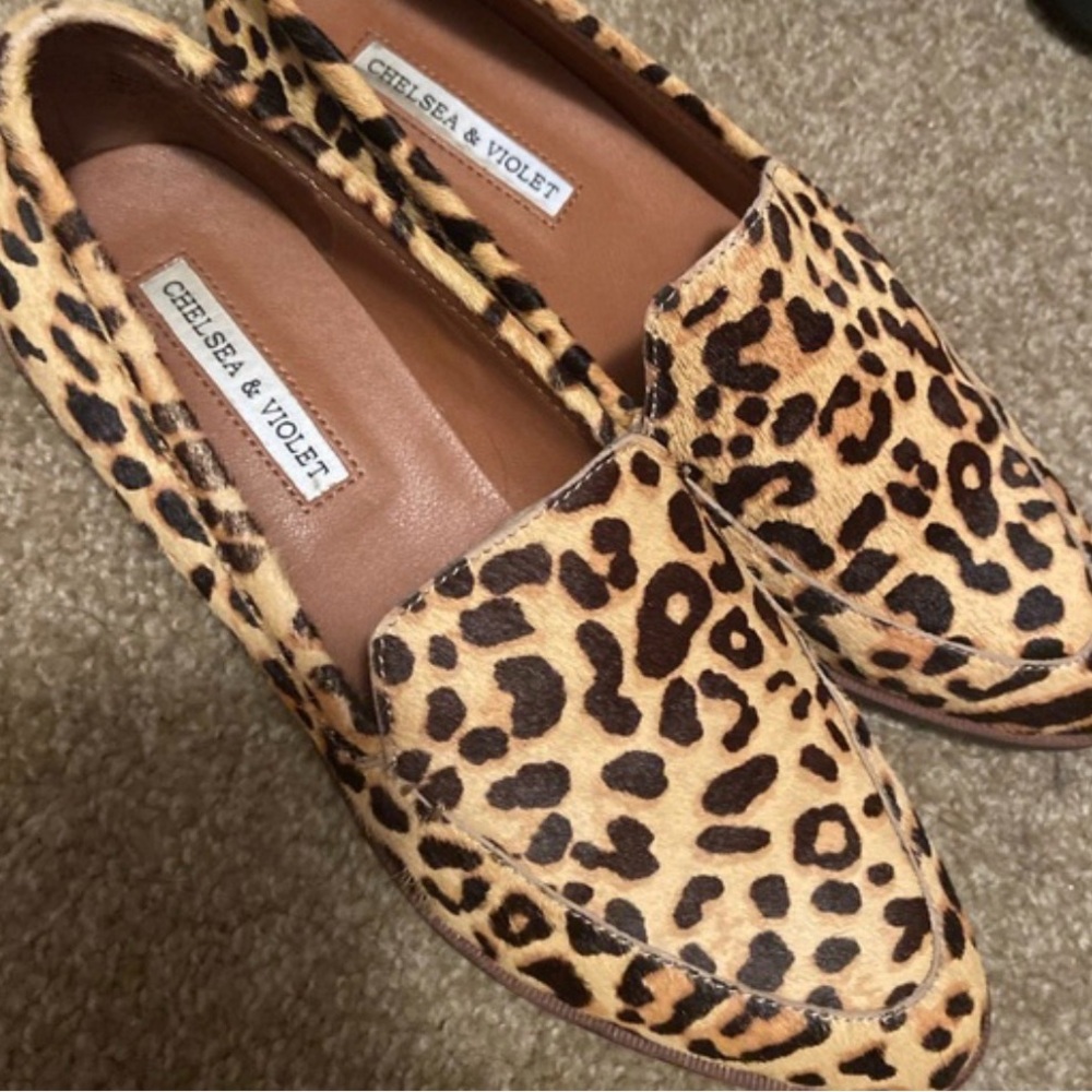 Chelsea & Violet Leopard Print Loafers - Tan and Brown